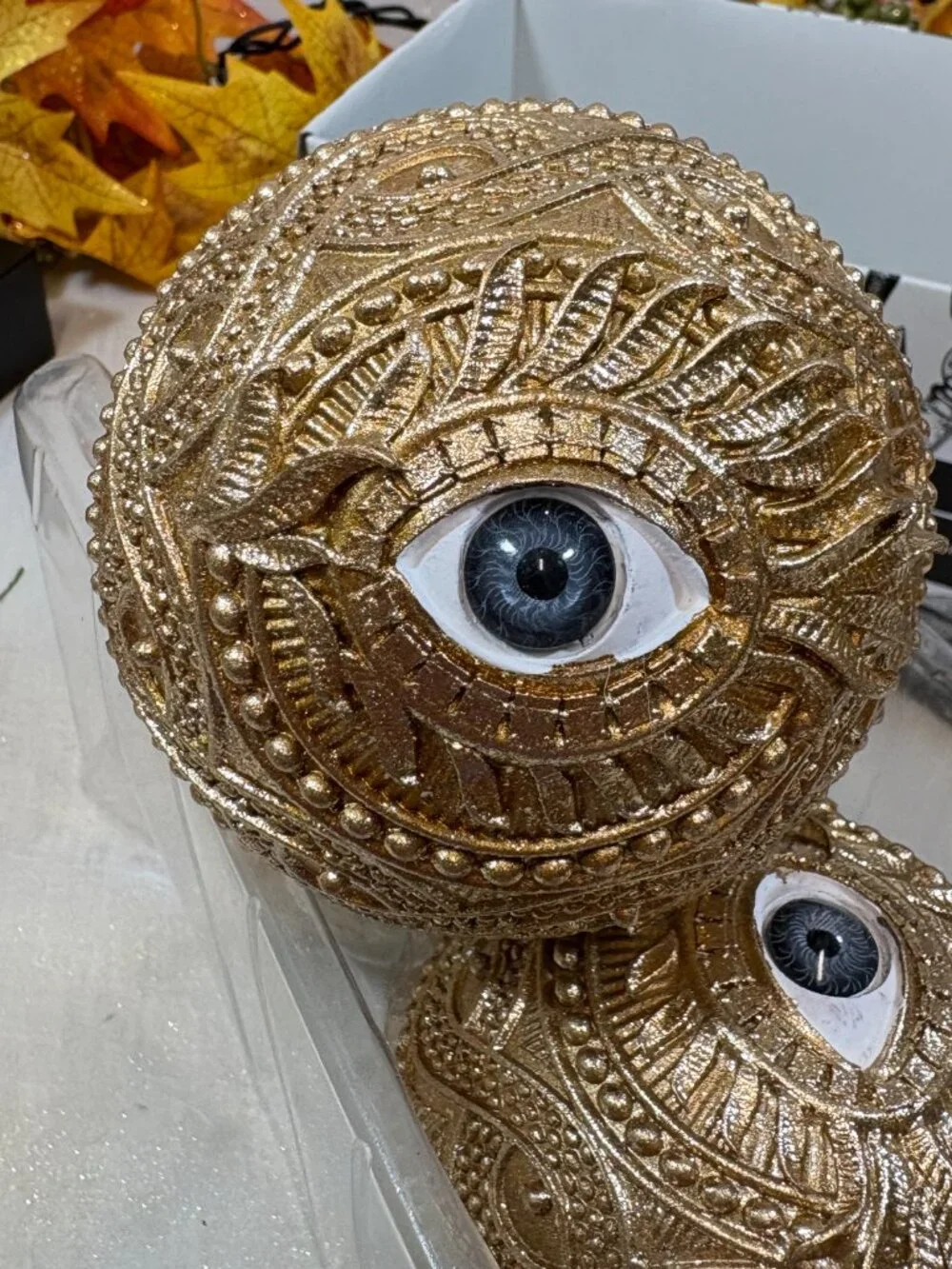 Halloween TAHARI Gold Decorative Spooky Eye Spheres Orbs Bowl Filler Set 3